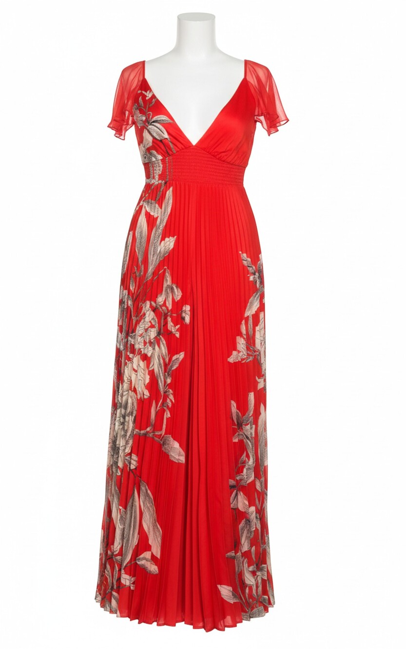 Alice + Olivia Red Floral Pleated Jumpsuit - Size 12